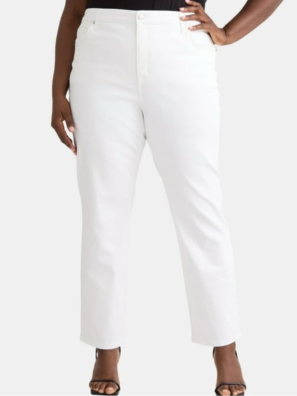 Terra & Sky Pure White Straight Leg Jeans • NWT• 22"Waist, 31"Inseam, 14" Rise - Picture 4 of 7